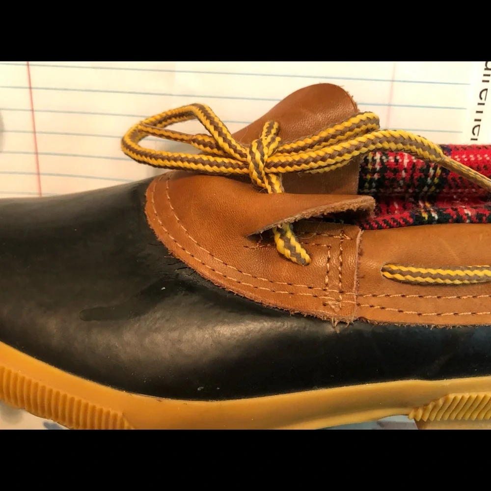 Vintage Land’s End Low Duck Boots Plaid Trim Wool Lining - Size 7 - Picture 5 of 7